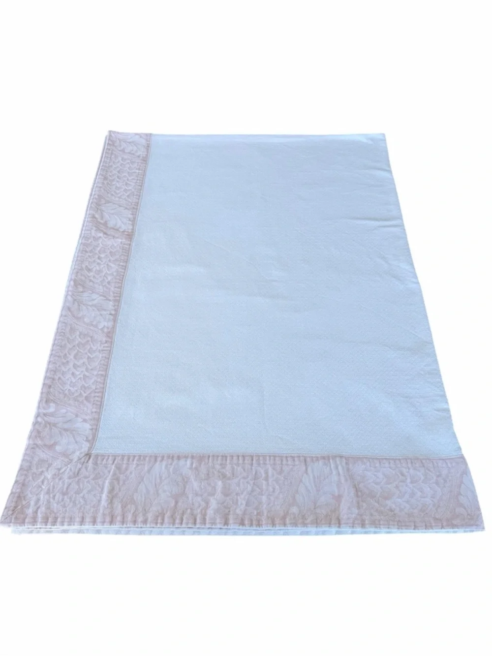 Le Telerie Toscane Italy Jacquard Basketweave Cotton Tablecloth Pink White 62x84